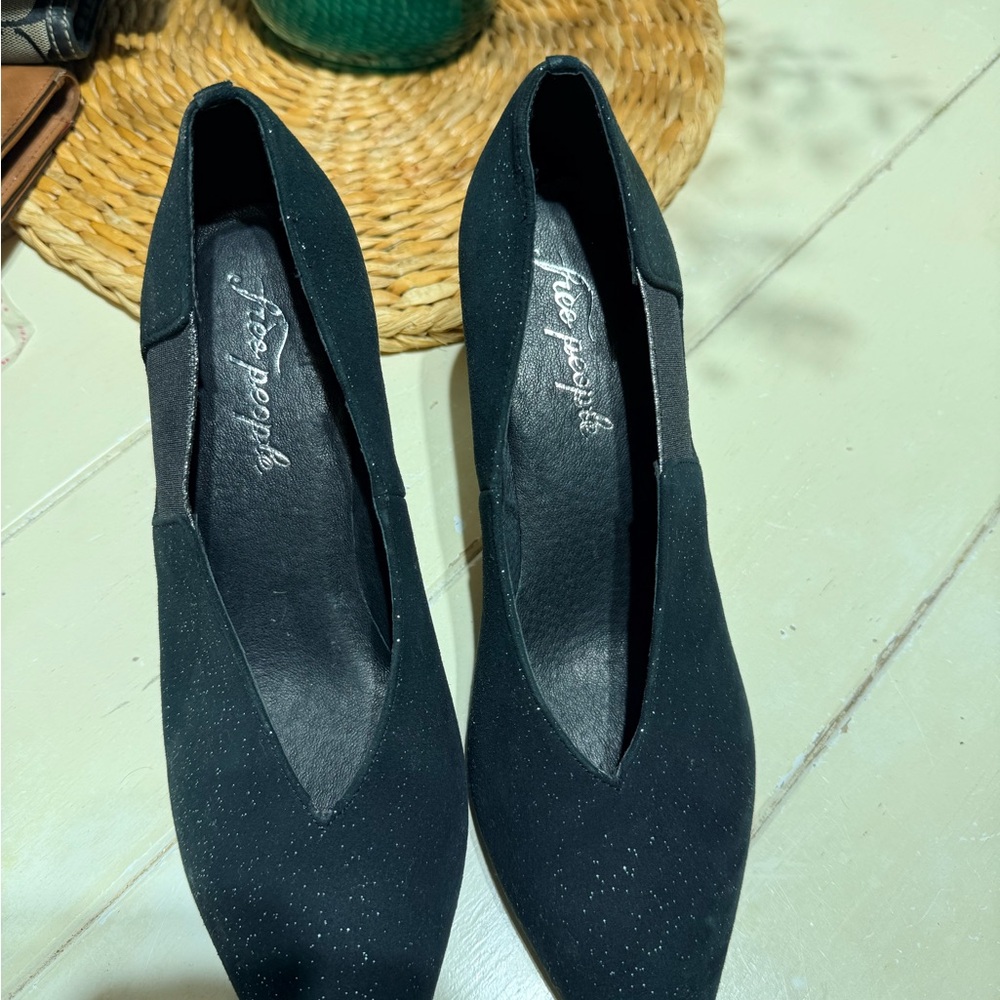 Free People Black Sparkle Heels - Picture 1 of 5